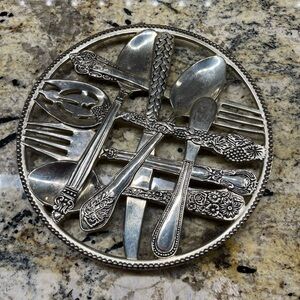 Pot Trivet or Wall Art: You Pick! Silver-plate Depicting Vintage Silverware Pcs